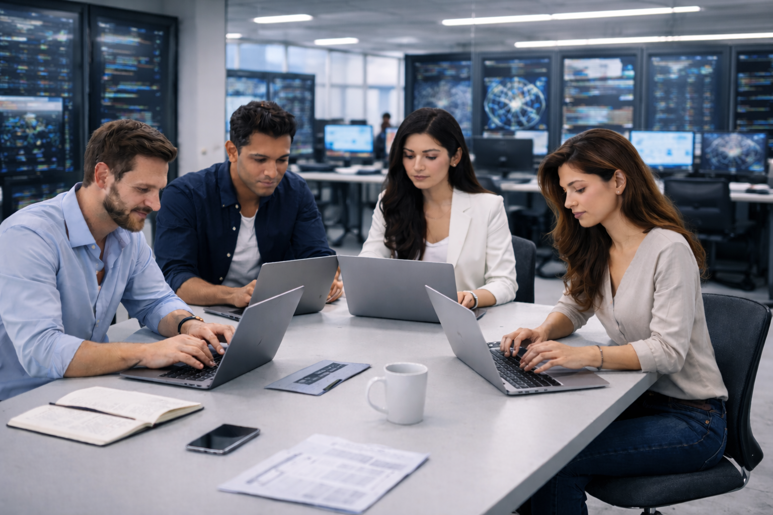 Engineering team collaborating